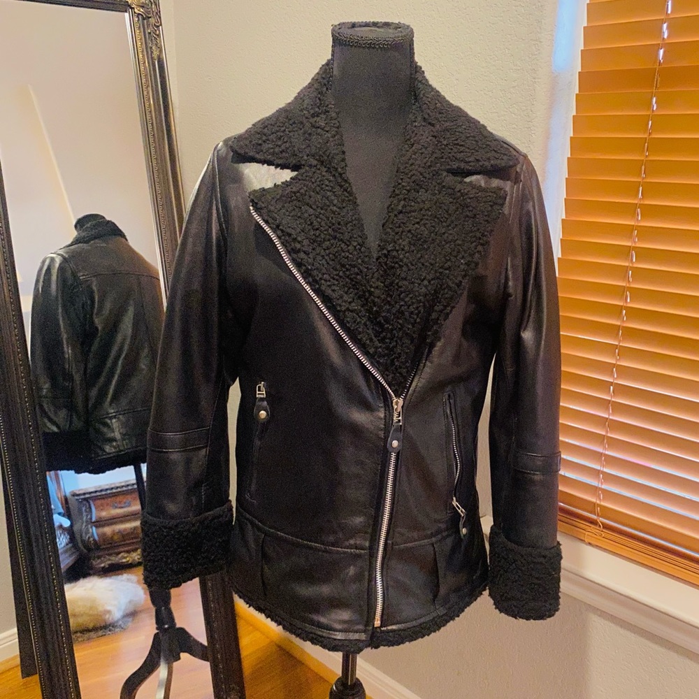 Ladies Shearling Leather Jacket